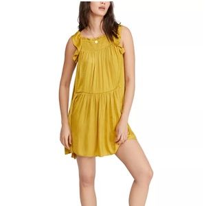 NWT Free People "Want Your Love" Mini Dress Women's size XS mustard yellow